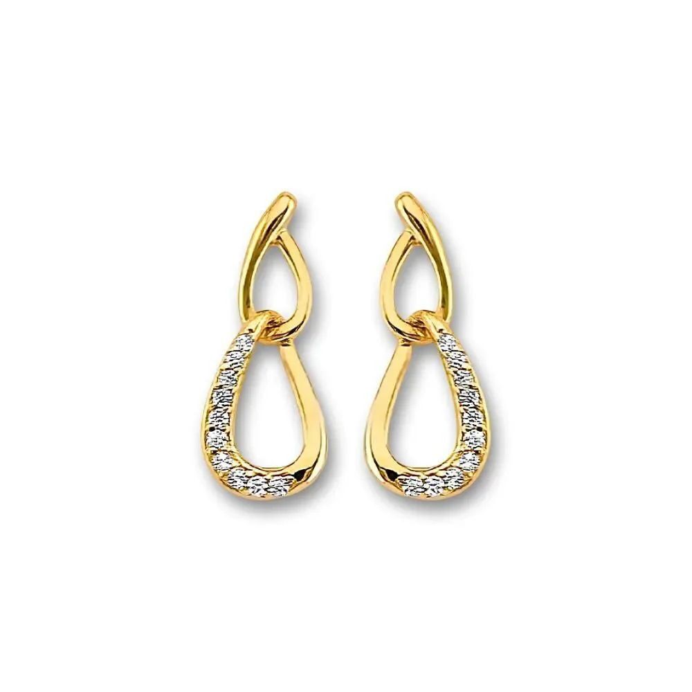 14K Solid Gold CZ Stud Earrings | Fine Gift for Her By Tehrani Jewelry